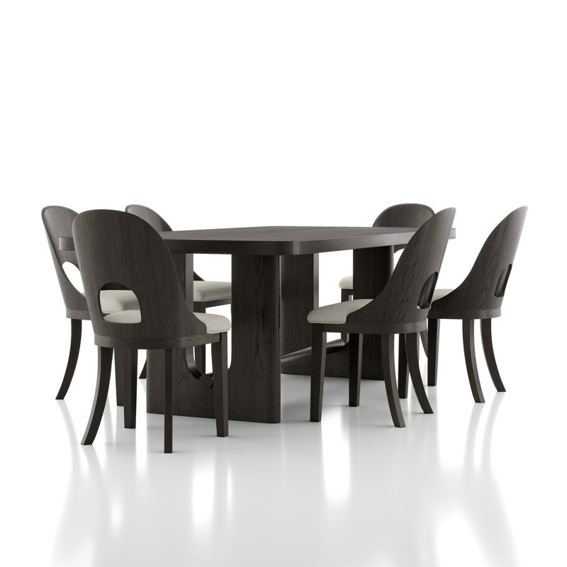 Ensemble de table de salle à manger Doloros, Gris cendre, 7 pièces : table, 6 chaises