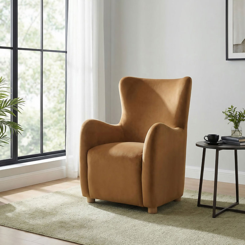Fauteuil à oreilles Thornton, Velours brun
