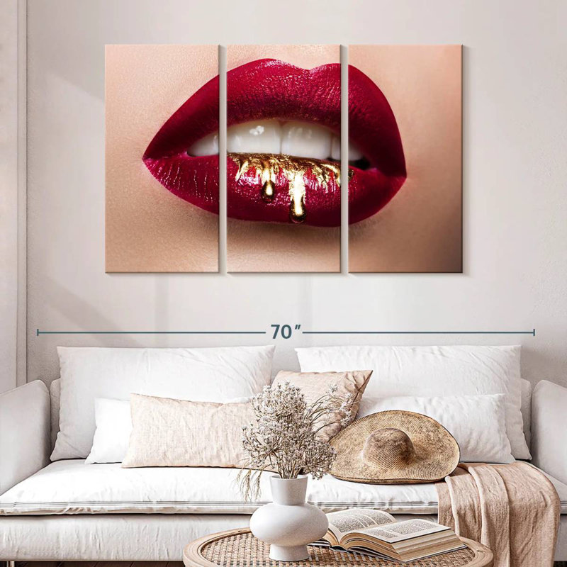 Shuttleworth Red Gold Drip Lips, 32" H x 50" W