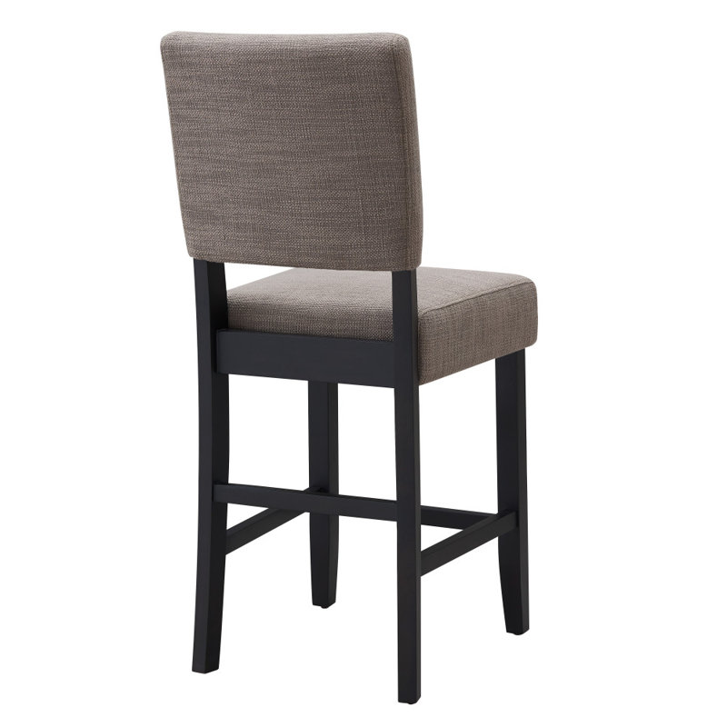 Jennifer Home Upholstered Back Stool with Wood Base for Kitchen, Gray/Black, Counter Stool (24" Seat Height)