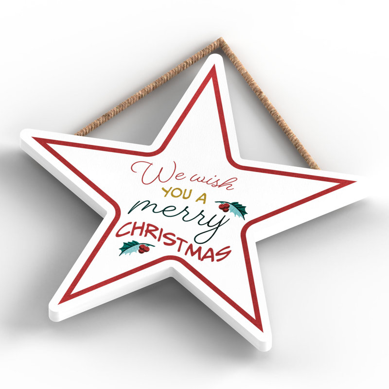 Xmas We Wish You a Merry Christmas Wooden Star Plaque