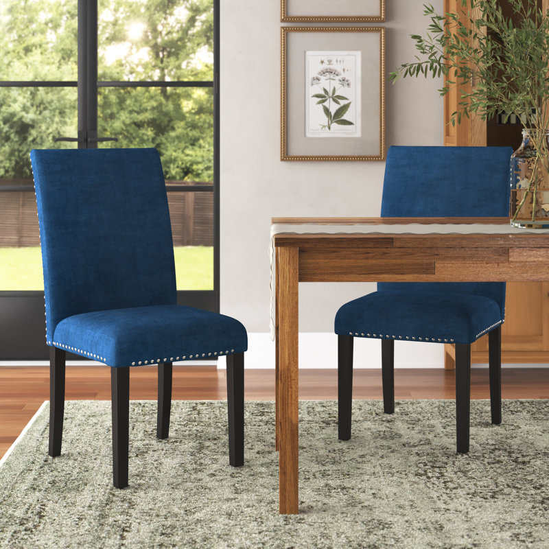 Ebeling Velvet Upholstered Side Chair, Bleu