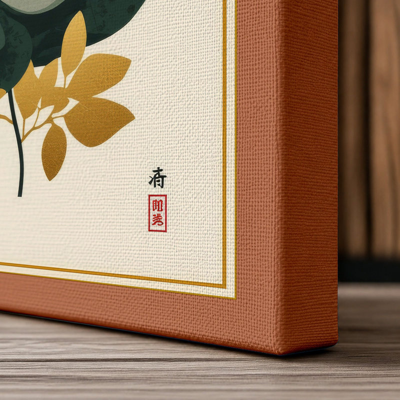 White Lotus Bloom Botanical - Wrapped Canvas, 24x16 - 61.0 x 40.6 cm, Terracotta Border