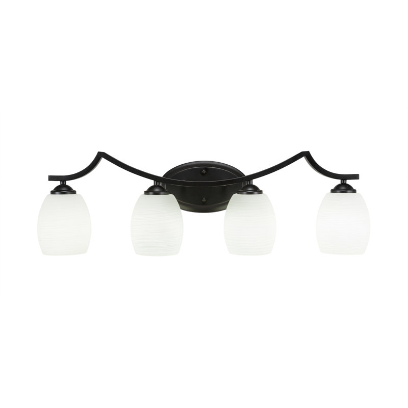 Zilo 4 Light Bath Bar Shown In Matte Black Finish With 5" White Linen Glass