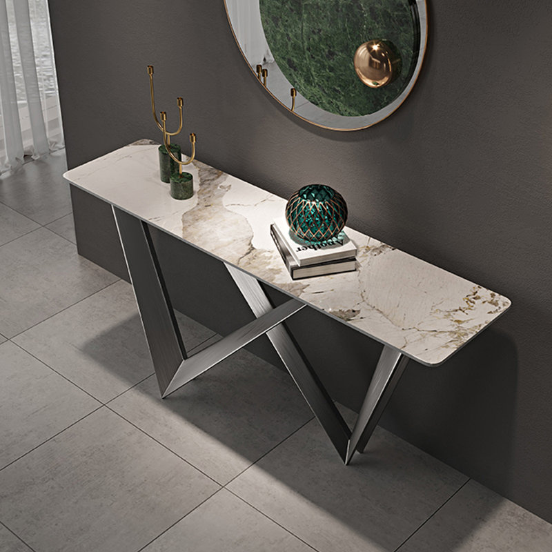 Italian light luxury rectangular console table, 31.5" H x 63" W x 15.7" D