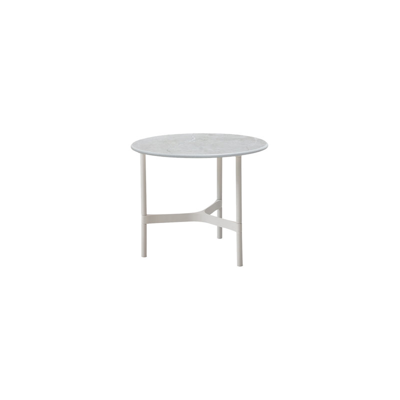 Round Outdoor Coffee Table ,, White, 17.8", Lava Gray