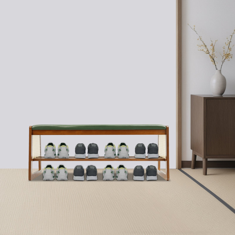 Banc de rangement pour chaussures 4 paires, Vert