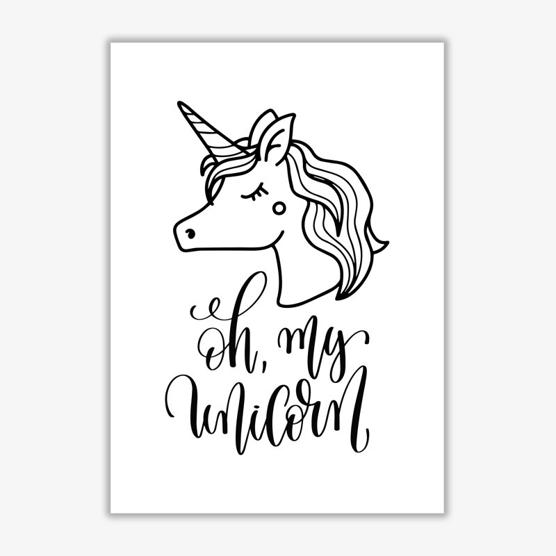 Oh My Unicorn - Print, 60 cm H x 42 cm W x 1 cm D, No Frame