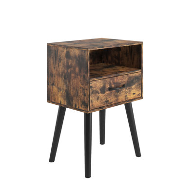 Two Sets of Nightstand,Modern Bedside Table with Storage Drawer and Open Wood Shelf, for Living Room, Bedroom and Small Spaces, Accent Night Stand, Ea