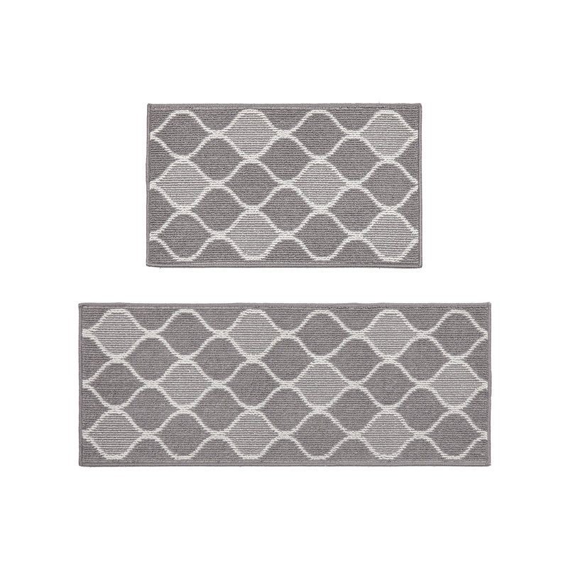 Water Resistant Non-skid Kitchen Mat ( Set Of 2 ), Gray, Runner 18" x 47"