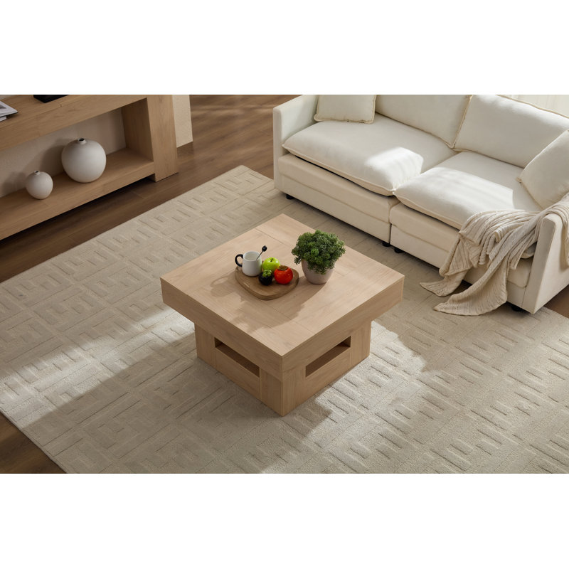 Table basse avec bords festonnés - Table de centre industrielle à profil bas 31,5 pouces pour le salon