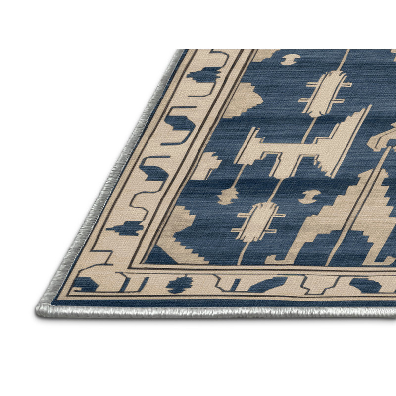 Machine Washable Art Deco Beige Area Rug, Rectangle 8' x 10'