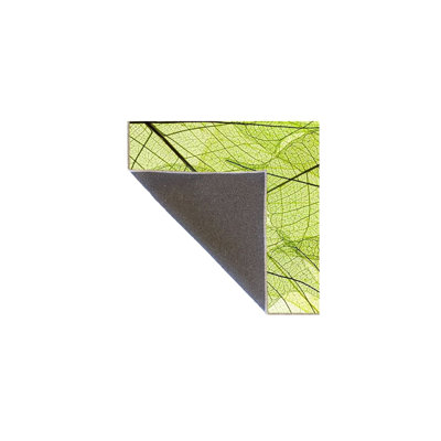 Green Leaf Woven Base Washable Rug