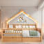 Lit plateforme House avec DEL, tablettes de rangement, tiroirs et garde-corps-994924516