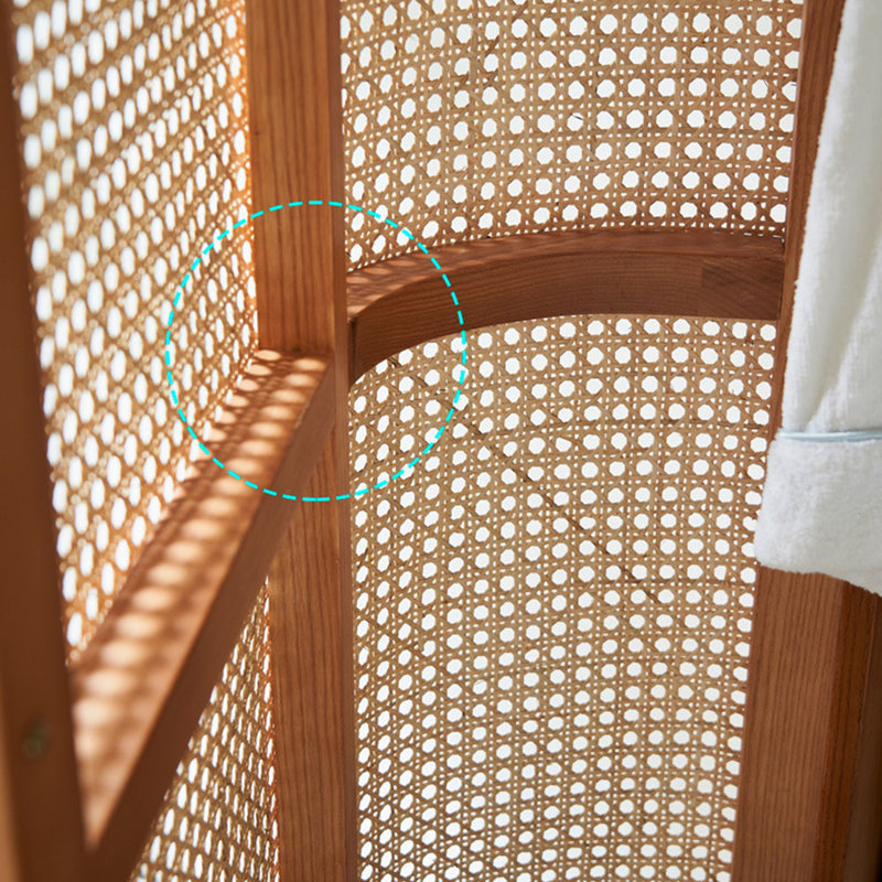 Armoire de rangement en bois et rotin