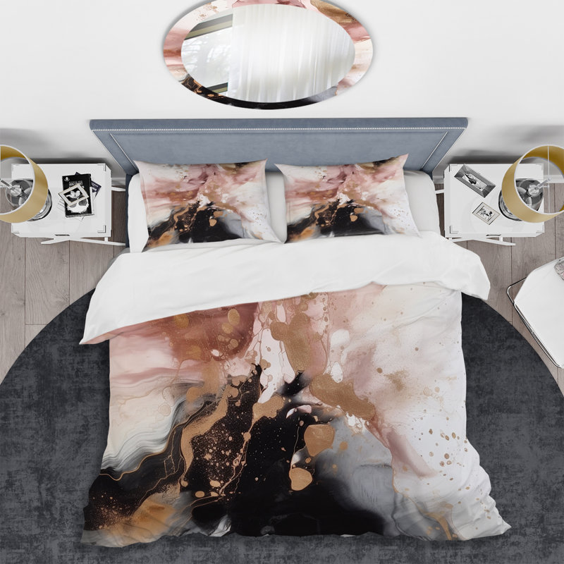 Ensemble de housse de couette en microfibre / polyester rose, Housse de couette simple + 1 taie décorative stan