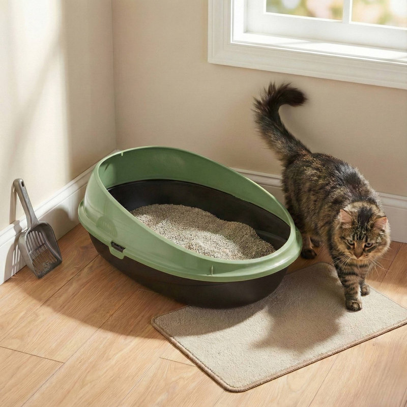 Cassiel Plastic Litter Box, Green