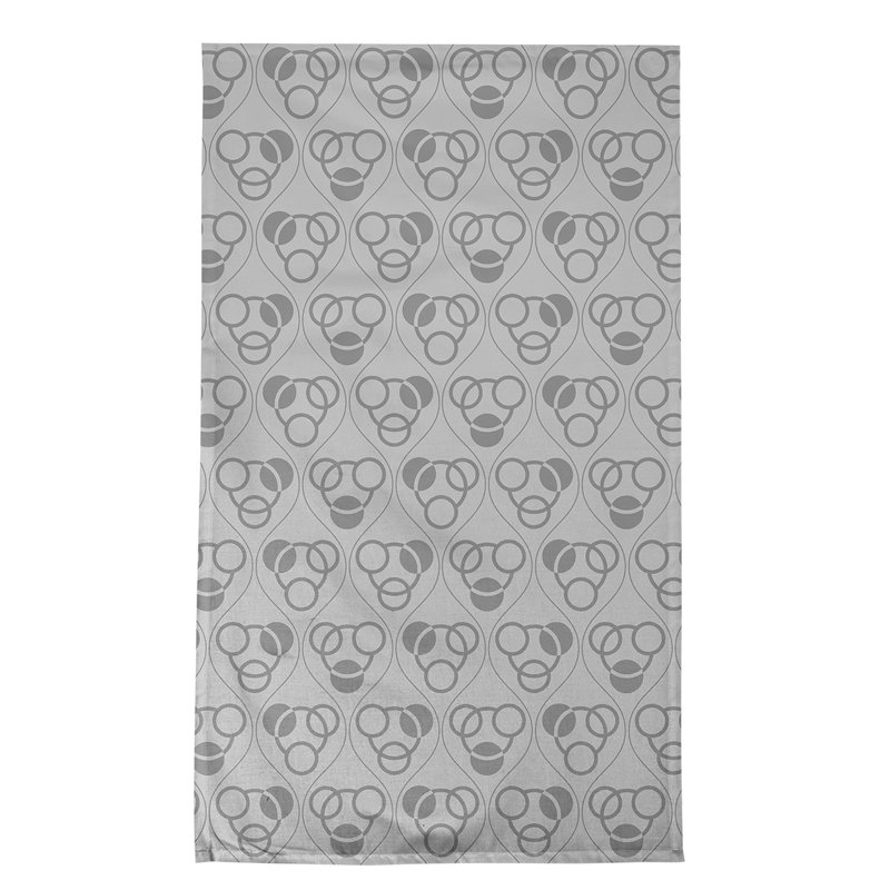 Torchon Circles and Waves, gris, Croisé en coton
