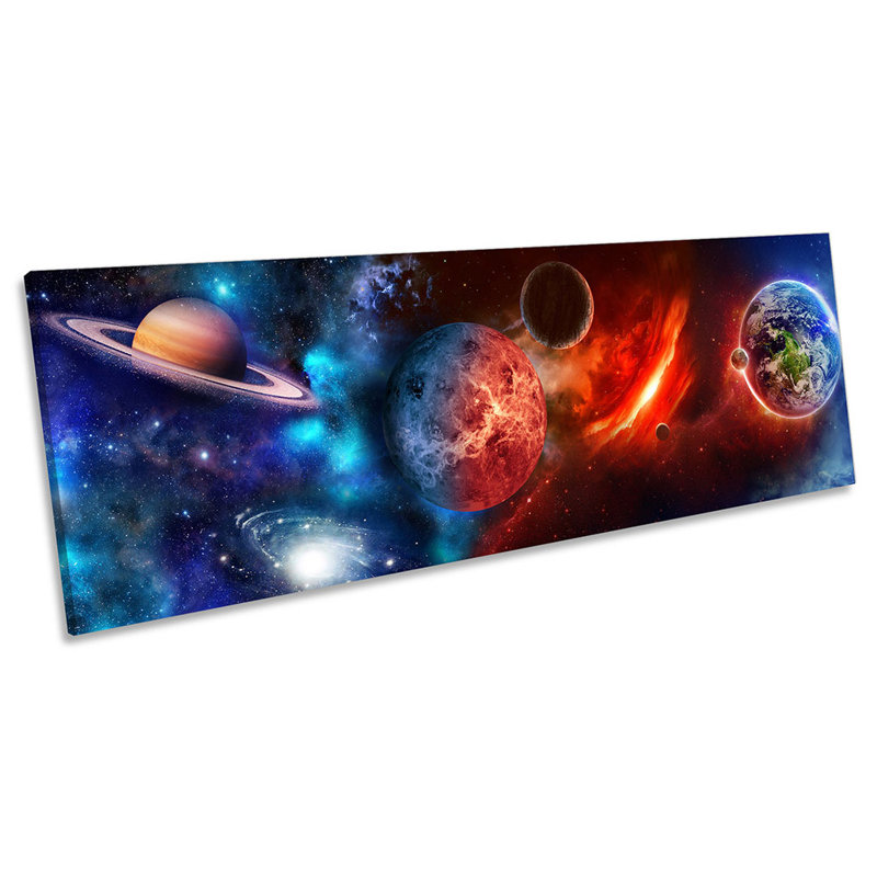 Outer Space Planets - Wrapped Canvas Panoramic Print, 60.96cm H x 182.88cm W