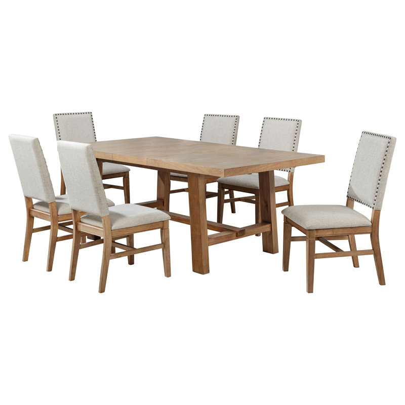 Ensemble de salle à manger à rallonge 7 pièces Middleton brun et beige