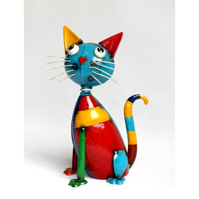 Multi Colored Cat Garden Sculpture
