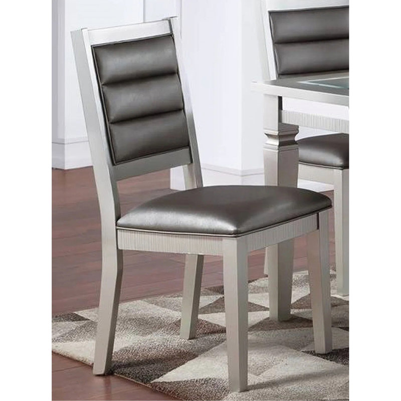 Ensemble de 2 chaises de salle à manger rembourrées en polyuréthane, argent