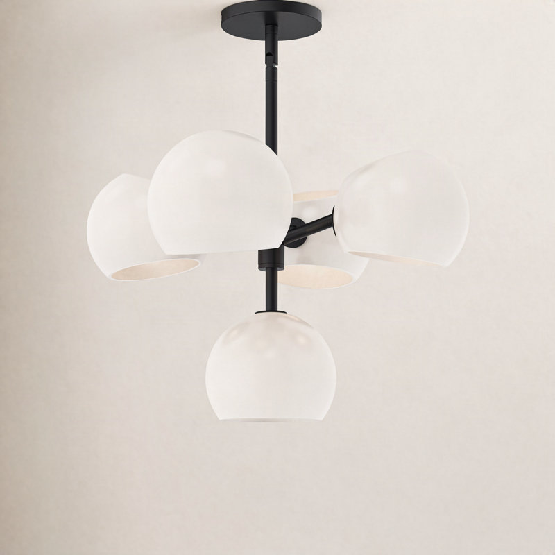 Willow 5 - Light Sputnik Chandelier, Matte Black, Opal Matte