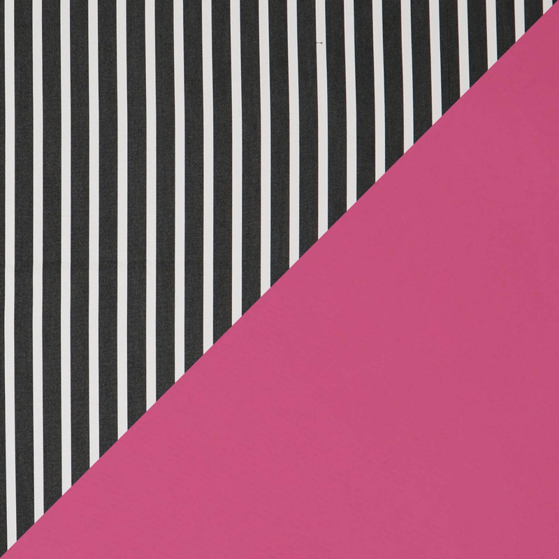 Striped Sunbrella® Outdoor Reversible Throw Pillow, Pink/Black, 18" x 18"