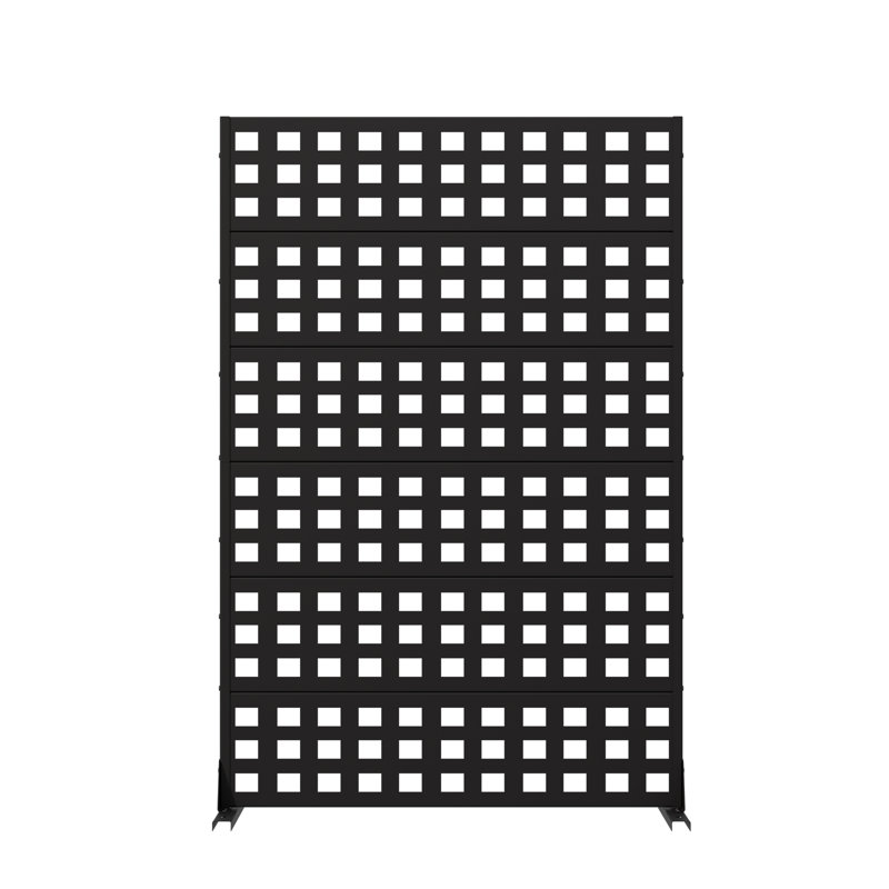 Panneaux d'intimité 72 po x 47 po x 16 po à panneaux carrés en acier galvanisé, Noir