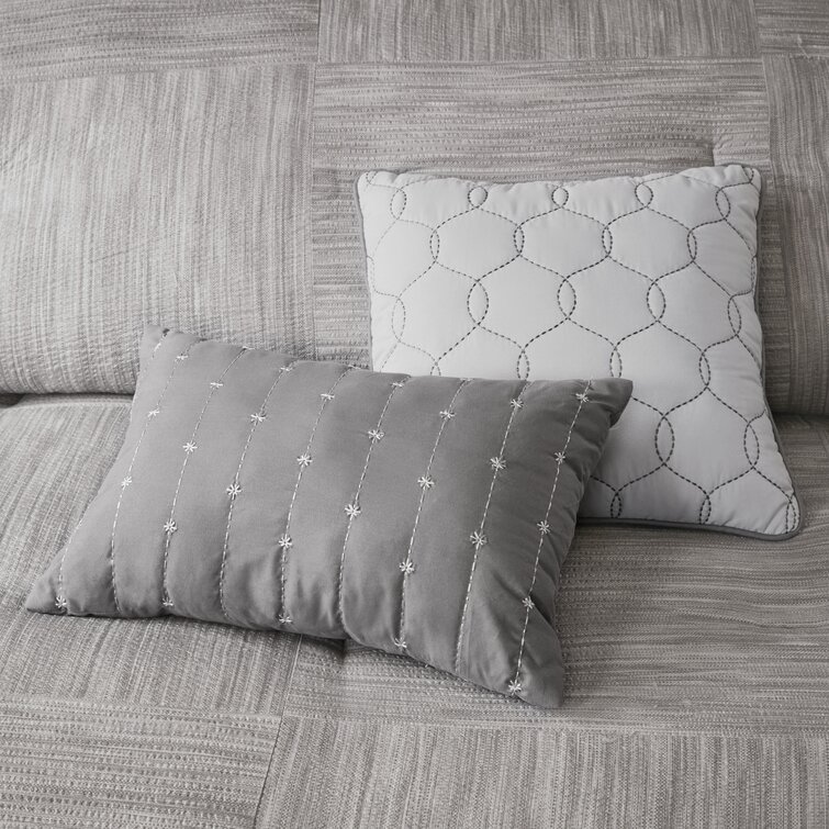 Taupe/Ivory/Light Gray Microfiber 7 Piece Comforter Set