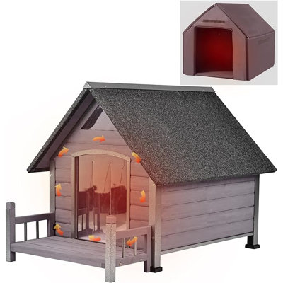 Niche pour chien d'extérieur avec cadre en métal, chenil isolé pour petits et moyens chiens, grand abri pour chien résistant aux intempéries de 45 po