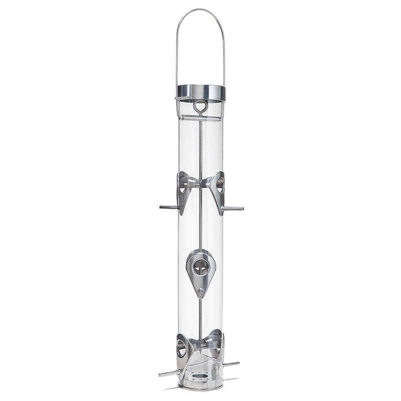 22-Inch Clear and Silver Squirrel Resistant Tube Bird Feeder