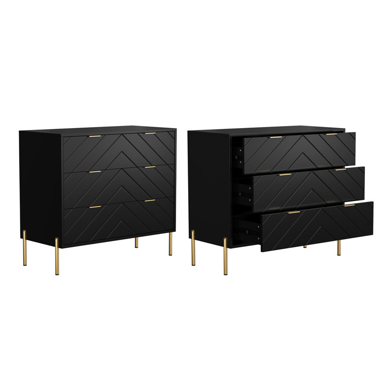 Three-Drawer Chest (Set Of 2), Black