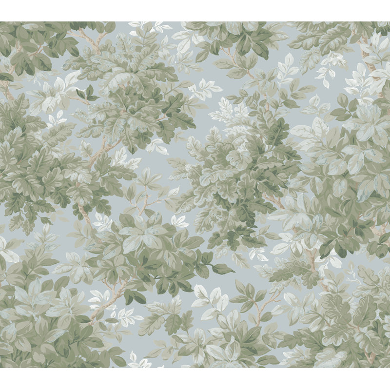 Greenwood Moss Deciduous Wallpaper, Light Blue