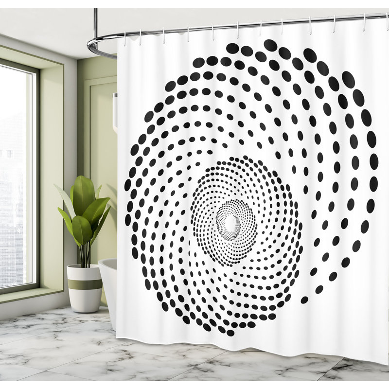 Rideau de douche noir monochrome et spirales blanc, l 69 po x L 75 po