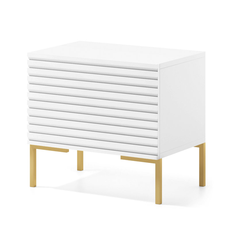 Alantis 46cm W Manufactured Wood Bedside Table, White