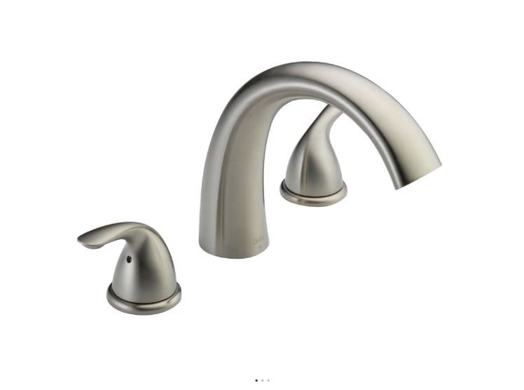 Other Core Double Handle Deck Mounted Roman Tub Faucet Trim, Stainless