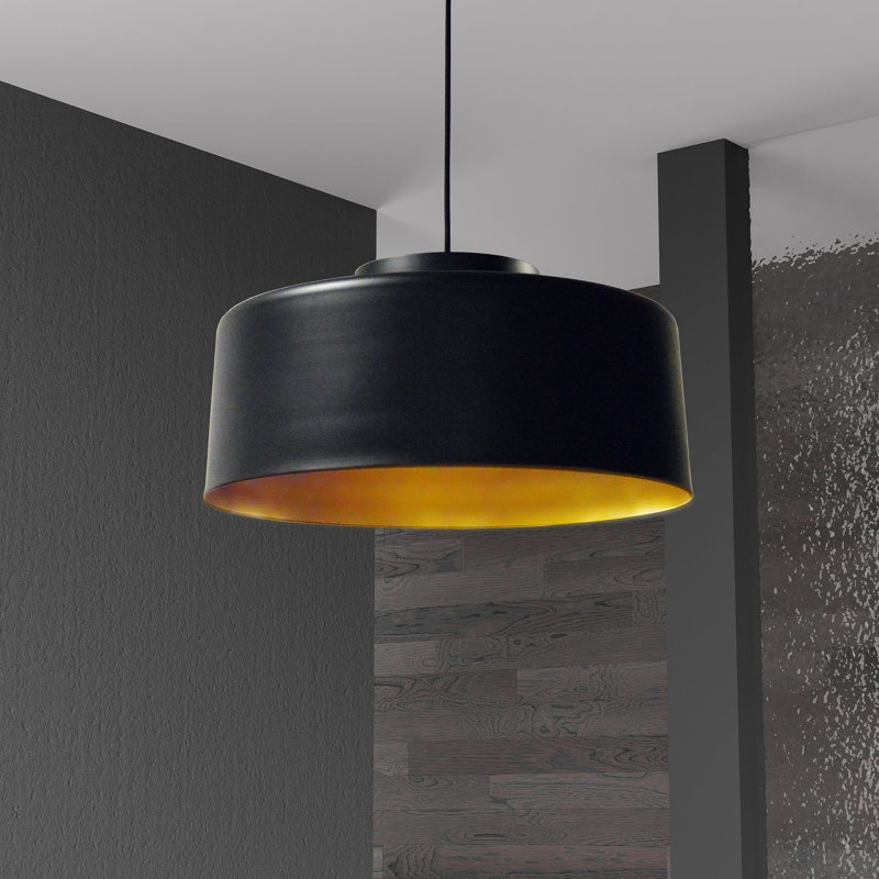 Kup 1 Light Single Drum Pendant, Black