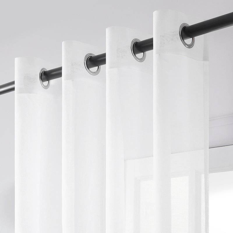 Paire de rideaux transparents avec œillets Diyon, L 54 po x L 63 po, Blanc
