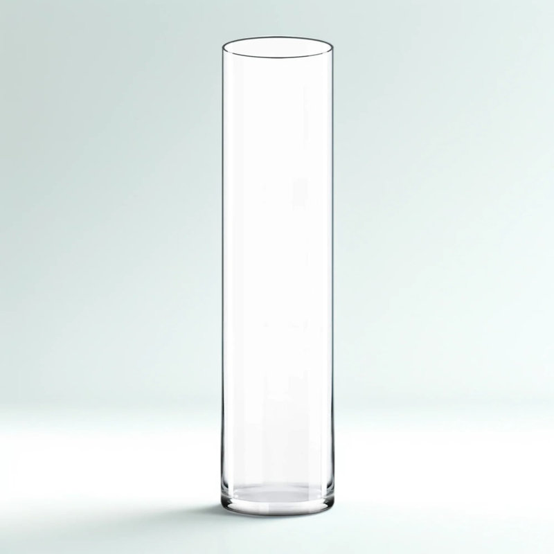 Large Cylinder Glass Vase For Flower Arrangements And Centerpieces, Hand-Blown Clear Hurricane Vase For Floating Candles And Modern Home Decor