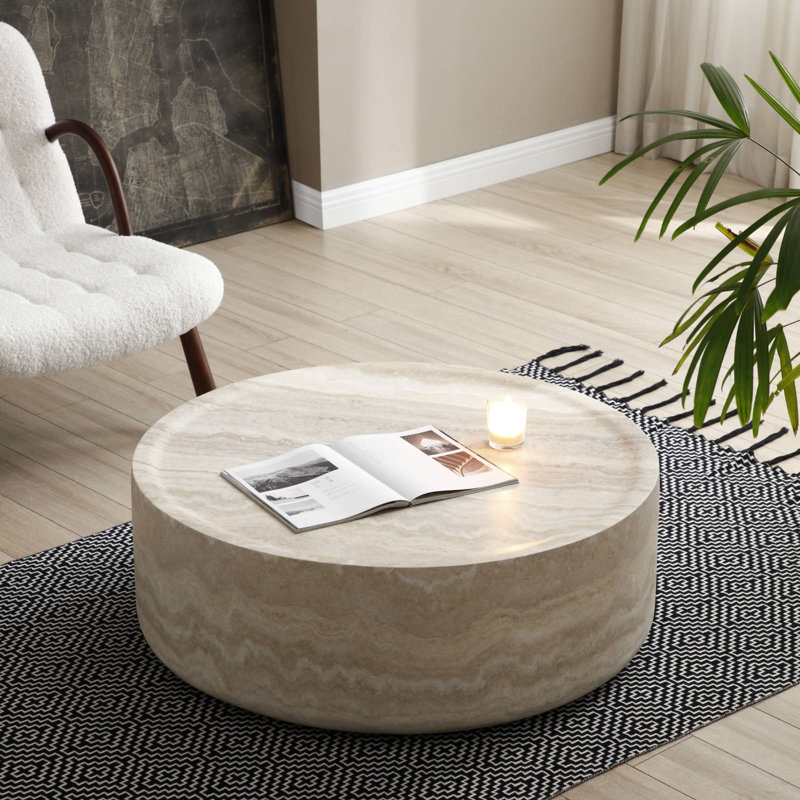Table basse ronde et moderne, Ambre, H 17,8 po x L 15,8 po x l 15,8 po