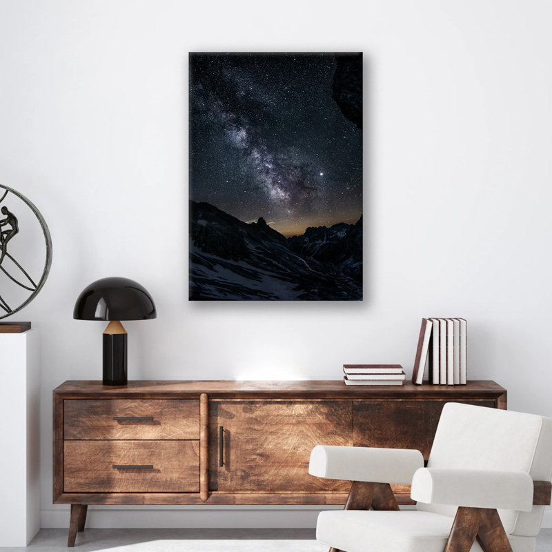 Astro Mountains Print - Cosmic Mountain Landscape Wall Art - Space Galaxy Mountain Canvas Artwork - Starry Night Nature Scene Poster - Surreal Sci-Fi Landscape Decor - Modern Celestial Wall Hanging Home Decor Print