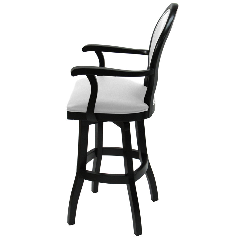 Farald Swivel Upholstered Counter Stool with Solid Wood Frame, White, Extra Tall  (34” Seat Height)