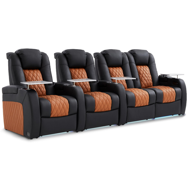 Canapé électrique Fauteuil inclinable électrique Zero Gravity, Noir / chameau, H 42,5 po x l 116 po x P 40 po, 4