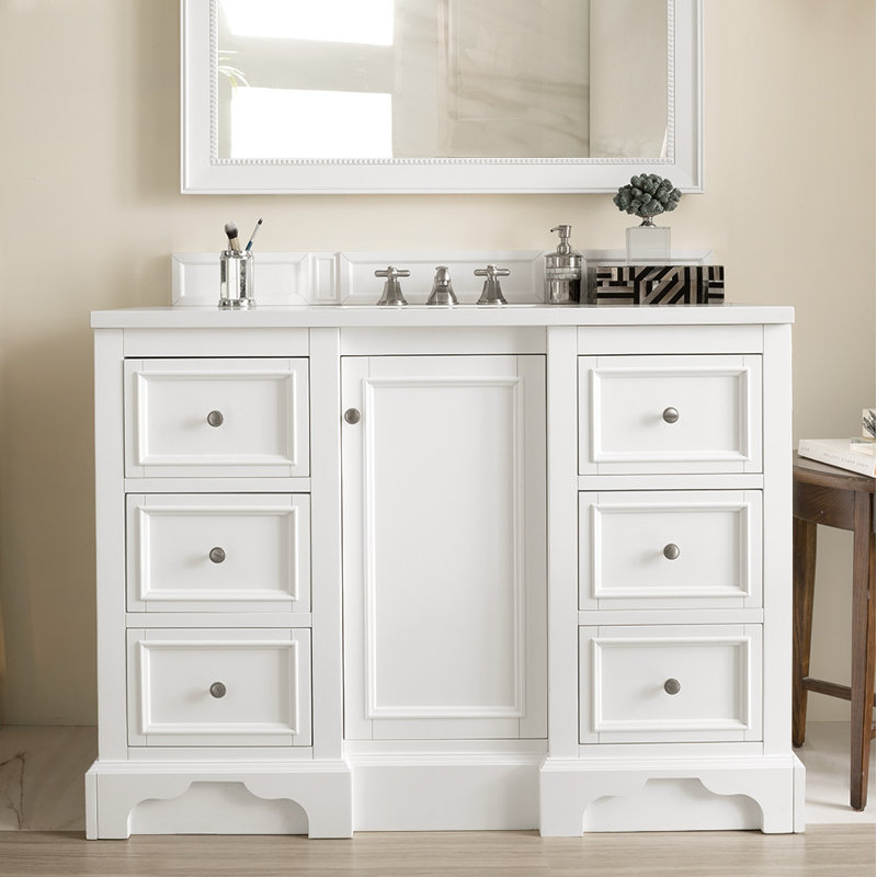 De Soto 48'' W Single Vanity, Bright White, 8" Widespread, Phantome Eclos