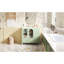 36 armoires de rangement pour salle de bain avec texture gaufrée, quatre tiroirs, deux portes en verre, double espace, couleur turquoise fraîche, poignées modernes, conception de rails coulissants lisses, rangement, revêtement, calme et doux