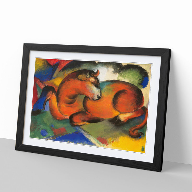 Red Bull by Franz Marc - Framed Print, 27cm H x 36cm W x 2cm D, Black Framed