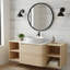 Meuble-lavabo mural avec lavabo en céramique, 1 porte à fermeture douce et 2 petites tablettes de rangement