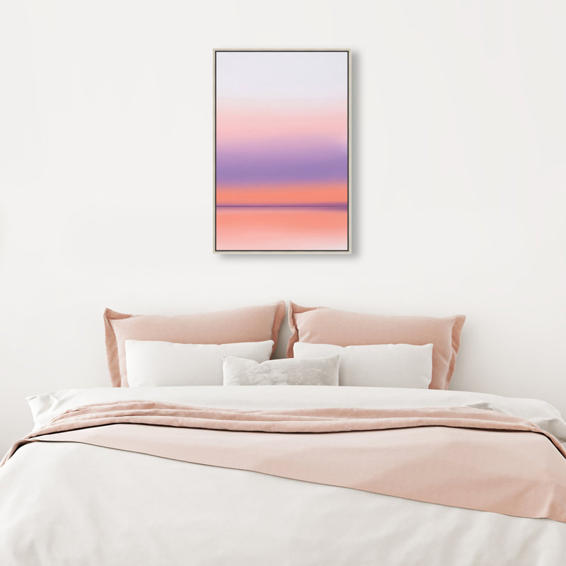 Peach Coastline Print by Oliver Gal, 46"H x 31"W, Silver Floater Frame
