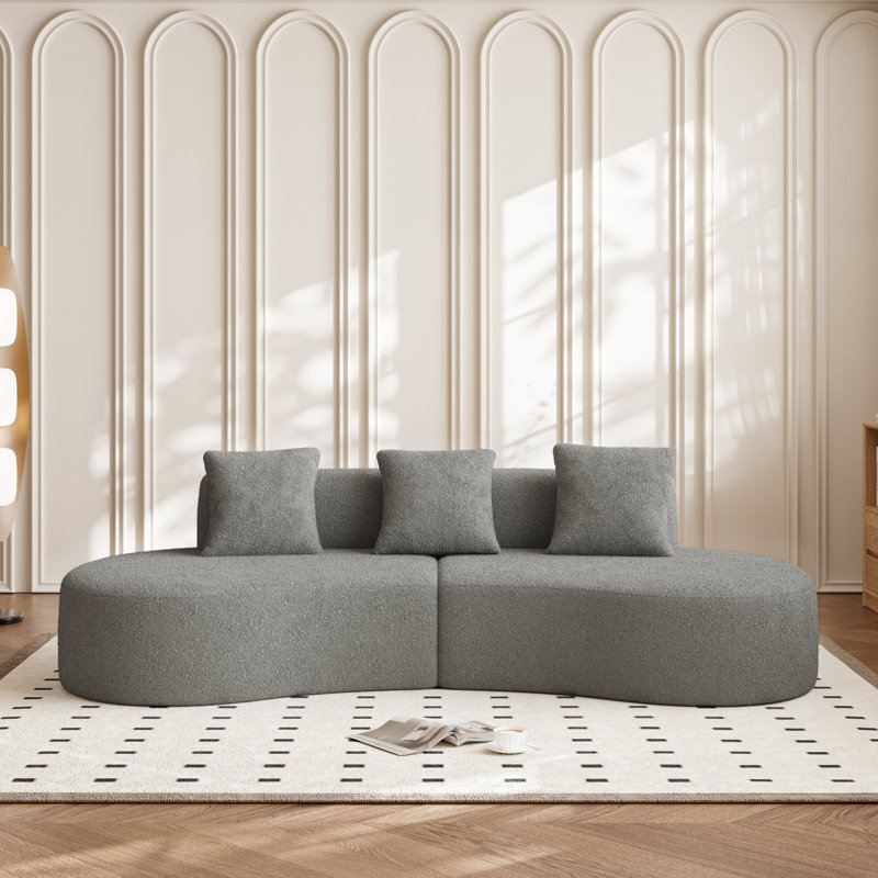 Curved Sectional Sofa, 5-Seater Couch, Gray